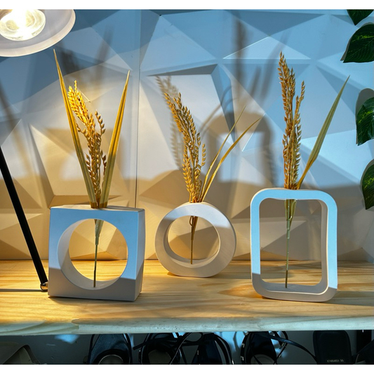 Vaso geométrico de gesso, decoração minimalista, moderno