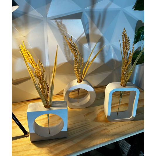 Vaso geométrico de gesso, decoração minimalista, moderno