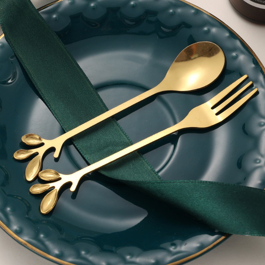 Kit jogo 10 Peças Conjunto De Colher garfo Criativo De Aço Inoxidável Talheres De Ouro Para Café Ferramentas De Café De Cozinha