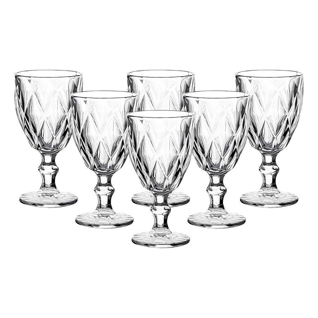 Jogo com 6 Taças Diamond Bico de Jaca – 340ml Beleza lapidada para brilhar à mesa.