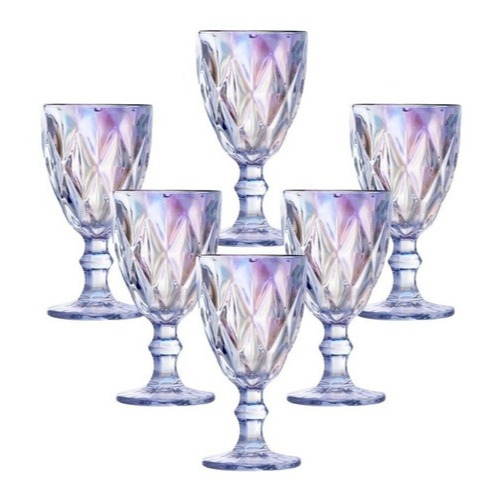 Jogo com 6 Taças Diamond Bico de Jaca – 340ml Beleza lapidada para brilhar à mesa.