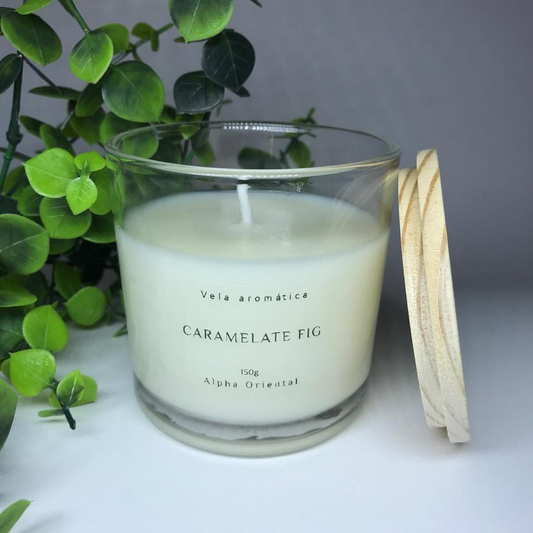 Vela aromática artesanal PREMIUM 150/100G - Vários Aromas - Com especiarias e tampa de madeira