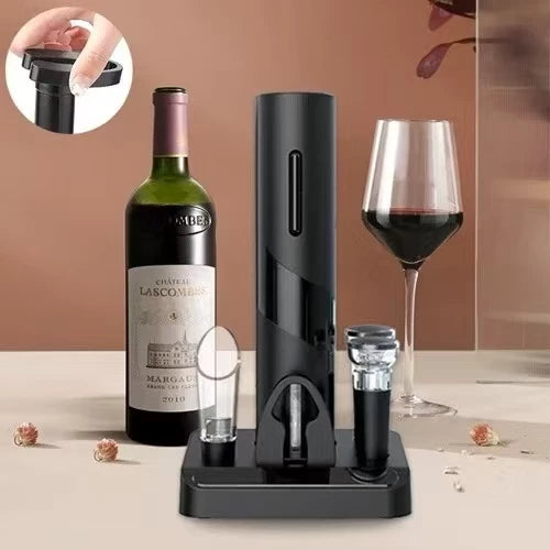 Kit Elétrico Premium para Vinho 4 em 1 – Mais praticidade, elegância e sofisticação para os momentos que merecem um brinde.