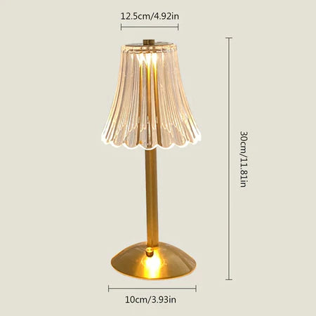 Luminária Abajur Serena de Mesa Saia Seda Led Sensor