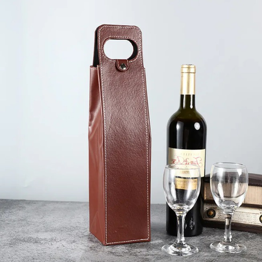 Saco Bag Sacola Para Vinho Garrafas de Bebidas e Presentes! Sofisticada em Couro Sintético Luxo - 1 Garrafa
