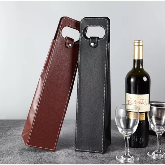 Saco Bag Sacola Para Vinho Garrafas de Bebidas e Presentes! Sofisticada em Couro Sintético Luxo - 1 Garrafa