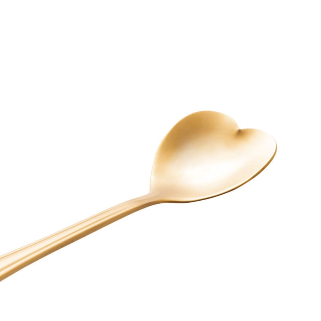 Cj 4 Colheres Formato Coração P/ Chá Heart Aço Inox Dourado - Wolff Original