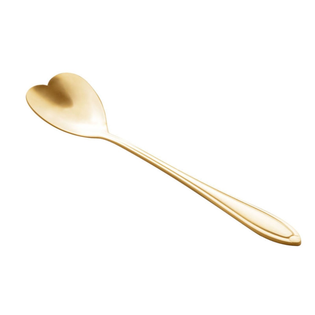 Cj 4 Colheres Formato Coração P/ Chá Heart Aço Inox Dourado - Wolff Original