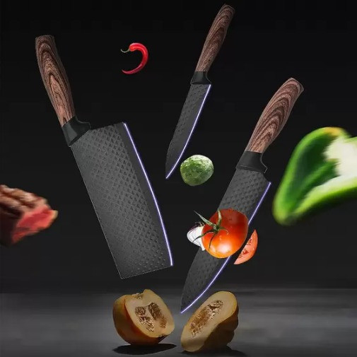 Conjunto de Facas Inox Antiaderente 6 Peças Com Cabo Reforçado para Cozinha E Churrasco rj