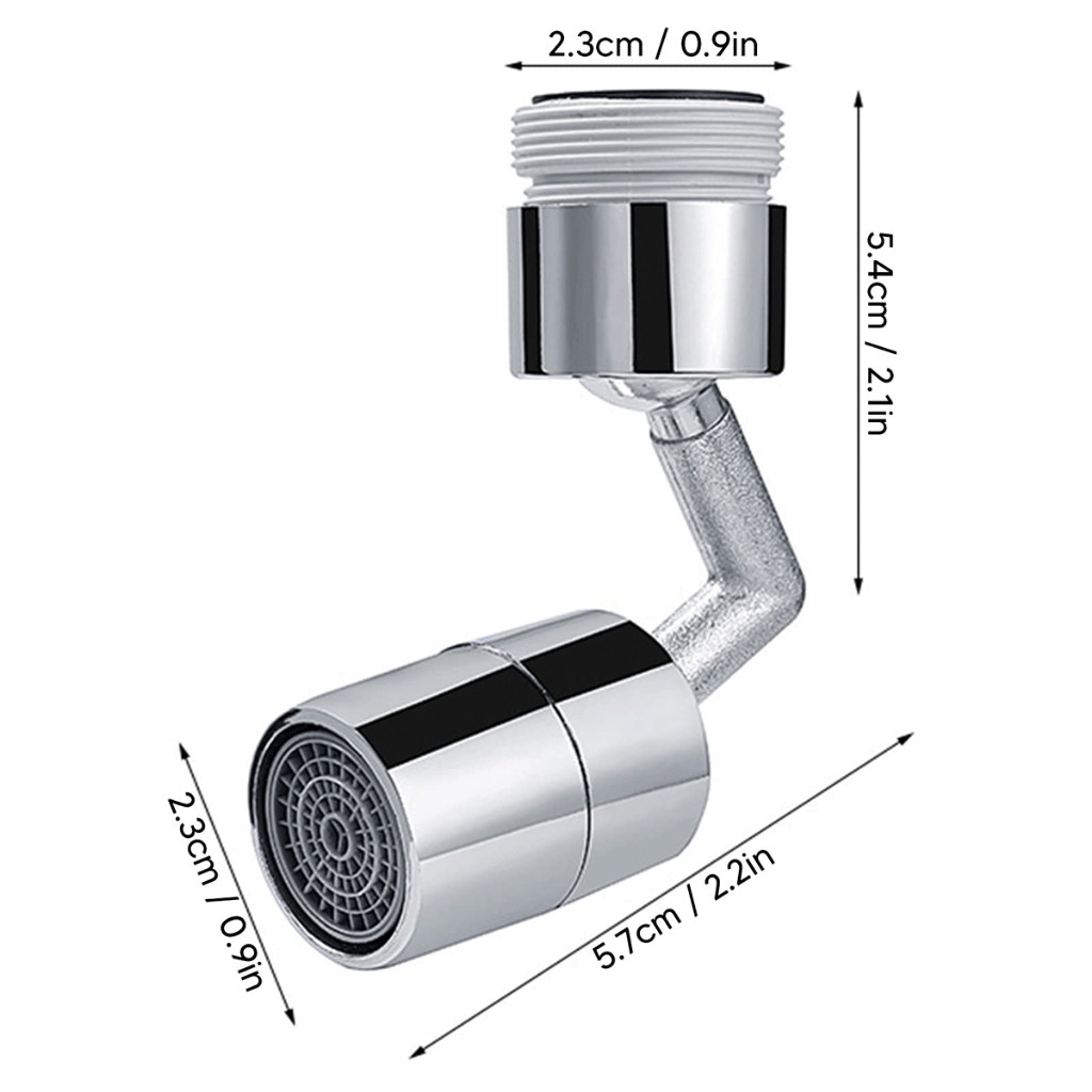 Bico Extensor de Torneira com Filtro à Prova de Respingos e Conector Externo de Plástico, 360º