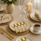 kit de Colheres Coração Dourado Velena em Aço Inox
