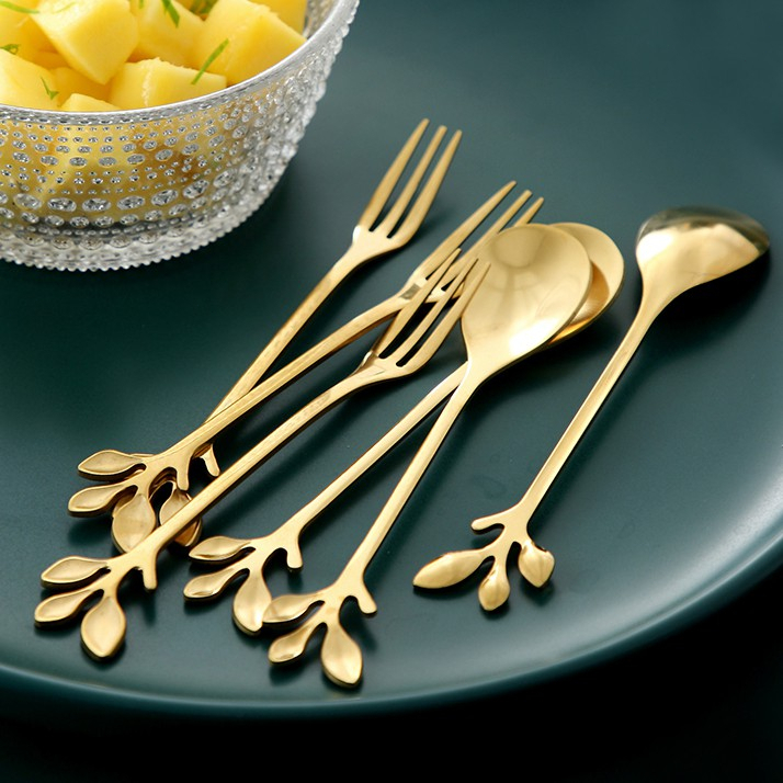 Kit jogo 10 Peças Conjunto De Colher garfo Criativo De Aço Inoxidável Talheres De Ouro Para Café Ferramentas De Café De Cozinha