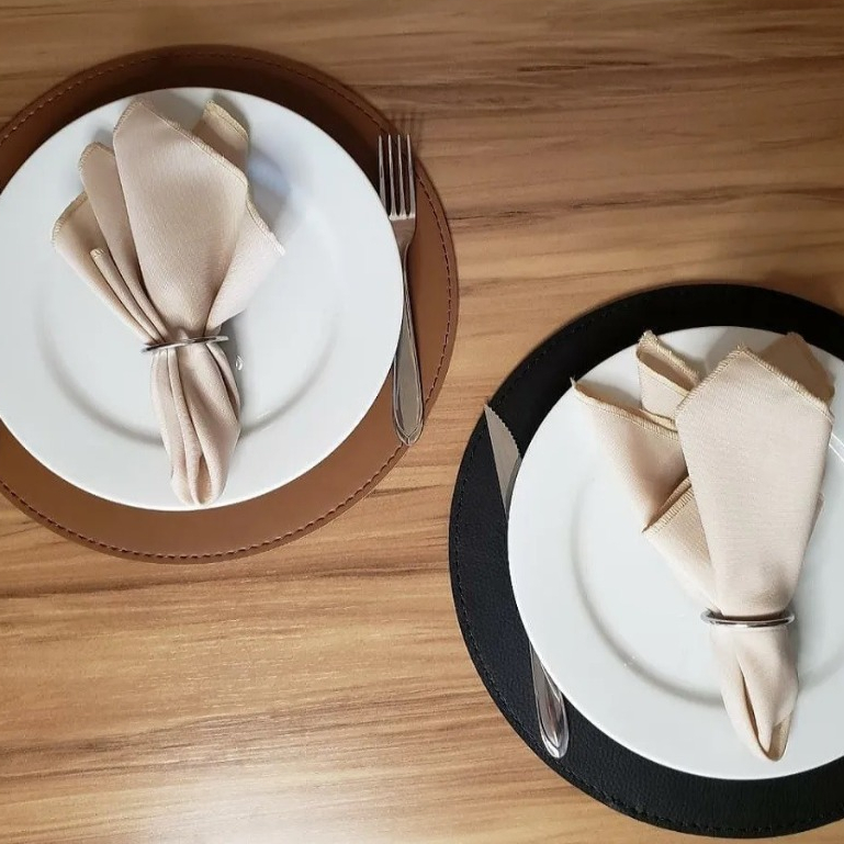 6 Peca Souplat Redondo Caramelo Dupla-Face Mesa De Jantar