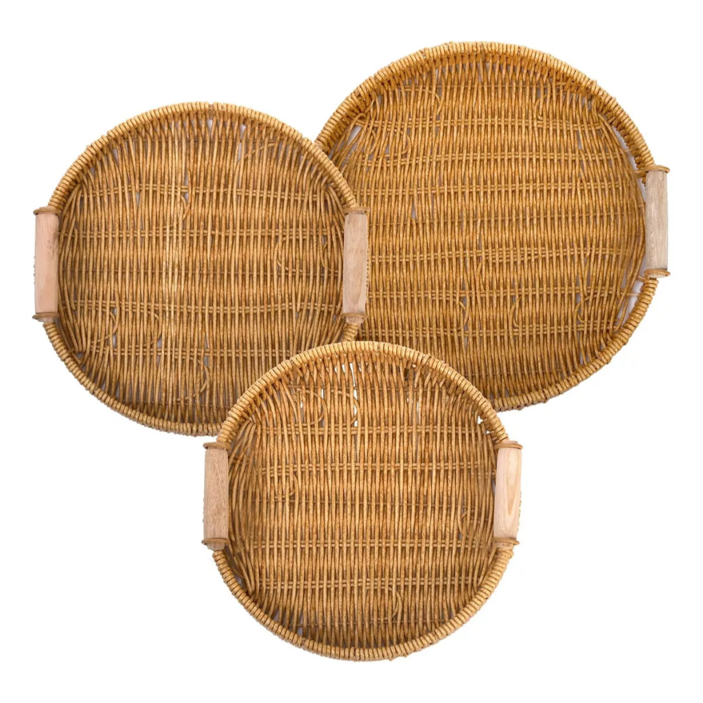 Conjunto 3 Bandejas Cesta Armazenament Pão Chá Cozinha Restaurante Servir Decorativa Casa Cozinha