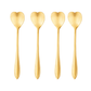 Cj 4 Colheres Formato Coração P/ Chá Heart Aço Inox Dourado - Wolff Original